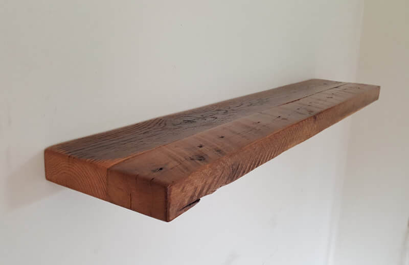 floating wood shelves in kitchen