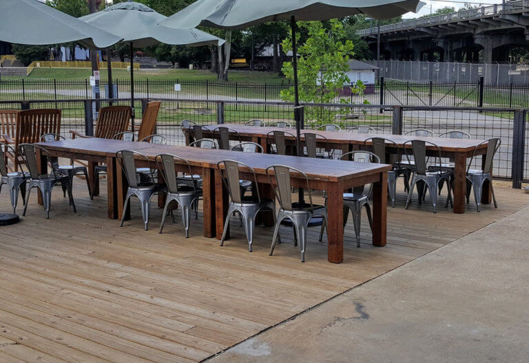 Farm Tables Made with Reclaimed Wood at Back Forty Birmingham, AL
