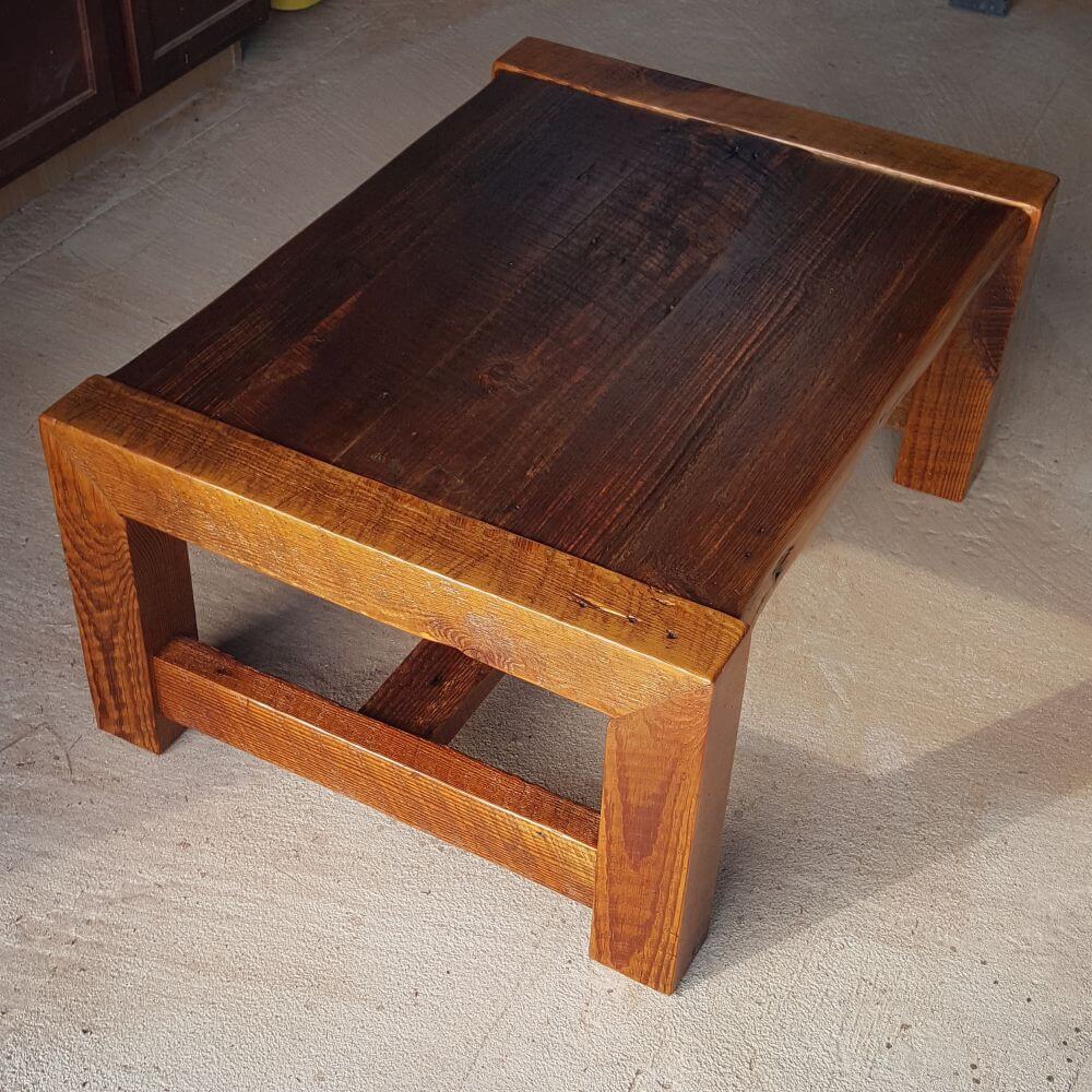 Coffee Table with Waterfall Legs Made with Reclaimed Wood