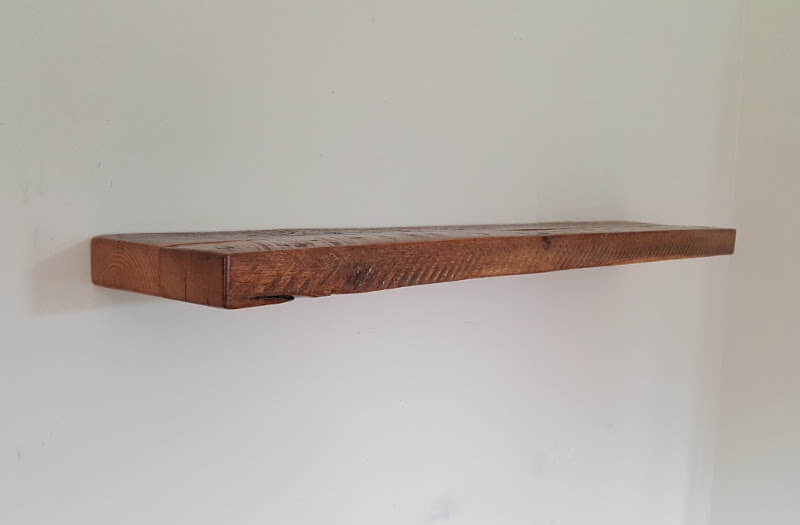 Oak Floating Shelf Made with Reclaimed Wood