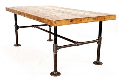 Modern Industrial Coffee Table with Raclaimed Wood Top and Iron Pipe Legs