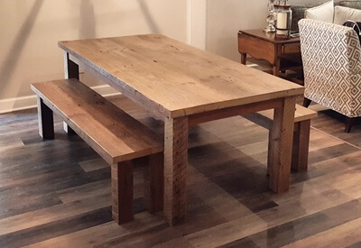 Farm Tables Reclaimed Wood Furniture Rustic Decor Pell City Al Reclaimed Wood Farm Table With Square Legatching Benches
