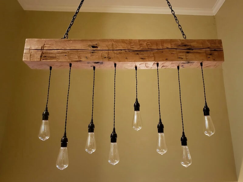 Wood Chandelier Light From Hand Hewn, How To Make A Wood Beam Light Fixture